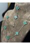 Clover-Patterned Steel Necklace, Bracelet, and Chain—Silver-Colored, Gift-Boxed, Green Set—Silver