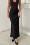 Women's Black Drapey Satin Skirt - 3