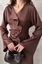 Women's Brown Satin Top and Bottom Set - 4