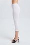 Set of 3 White Women's Modal-Elastane Cotton Below-the-Knee Short Capri Leggings - Comes with a Free Gingham Band - 5