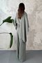 Women's Khaki Cape Top and Bottom Lyocell Two-Piece Set - 5