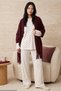 Burgundy-Patterned, Soft-Textured, Winter-Weight, Corded Fabric Knit Pajama Set 8100 - 2