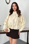 Women's Beige-Lined Patterned Jacket - 2
