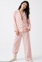 Salmon and Cherry-Patterned Soft-Touch Winter Knit Button-Down Pajama Set 8088 - 3