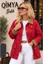 Concept Women's Collar & Cuff Velvet Oilcloth Premium Basic Medium Length Coat-Jacket - 5