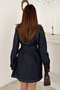 Women's Blue Leather-Paneled Cotton Denim Dress - 5