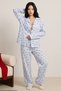Soft-Textured Winter Knit Button-Down Pajama Set with Blue Cherry Pattern 8088 - 3