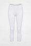 Set of 3 White Women's Modal-Elastane Cotton Below-the-Knee Short Capri Leggings - Comes with a Free Gingham Band - 7