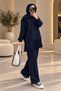 Women's Floral Appliqué Pleated Detailed Two-Piece Set - 4