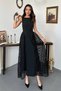 Women's Black Side-Slit Dress with Lace, Stretch Fabric, and Lined Construction