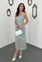 Women's Mint Green Drapey Lined Strapless Dress