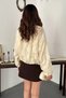Women's Beige-Lined Patterned Jacket - 5