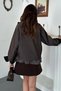 Women's Brown-Lined Polka Dot Ruffled Cotton Jacket - 5