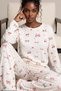 Leopard Print, Soft-Textured, Winter-Weight, Corded Fabric Pajama Set 8100 - 2