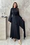 Women's Black Drapey Satin Dress with Side-Tie Detail