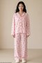 Soft-Textured Winter Knit Button-Down Pajama Set with Pink Plaid Pattern 8088 - 4