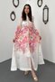 Women's Pink Stone-Embellished Floral Print Dress - 2