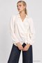 Shirt Collar Wrap-Style Blouse with Satin Finish LGK0010 ECRU - 4
