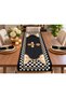 Bee-Patterned Table Runner | Decorative Table Runner | Black-and-White Checkered Pattern | 40x140 cm - 4