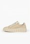 Cream-Colored Leather Women's Wedge Heel Sneakers - 4
