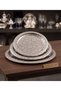 Luxury Steel 2-Piece Tea Tray Set | Round Coffee and Serving Tray with Daisy Pattern (36–40 cm)