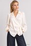 Shirt Collar Wrap-Style Blouse with Satin Finish LGK0010 ECRU - 2