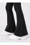 Girls' Black, Slightly Shiny, Regular-Fit Casual Sports Leggings – Stretchy PRO Flared-Leg, Fleece-Lined Winter Leggings - 2