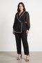 Women's Plus Size Chiffon Sleeve Detail Crepe Top and Pants Set, Black 031K - 4