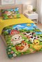 Digitally Printed Single-Size Children's Duvet Cover Set with "Cute Farm Friends" Pattern - Includes a Bed Sheet - 2