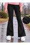 Flared Leggings with Brushed Inside Ruffles—Winter Girls' Casual, Comfortable for Everyday Wear - 3