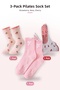3 Pairs of Women's Non-Slip Silicone Sole Patterned Pilates and Yoga Socks