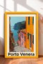 Porto Venere Street with Stairway Descending to the Sea Framed Painting Italy Poster Wall Decor Itp039