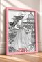 Ciao Bella Written Balcony Woman with Hat Framed Painting Italy Poster Wall Decor Itp020 - 2
