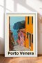 Porto Venere Street with Stairway Descending to the Sea Framed Painting Italy Poster Wall Decor Itp039