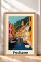 Positano Navy Blue Kayaks in the Channel Framed Painting Italy Poster Living Room Kitchen Wall Decor Itp037 - 3