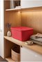 Large 17 Liter 40X30X20 cm Polypropylene Plastic Organizer with Red Lid - Toy Box and Storage Basket - 6