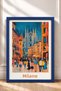 Milano Cathedral Street with Stretched Lamp Post Framed Painting Italy Poster Wall Decor Itp050 - 3