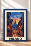 Milano Street and Cathedral in Sunset Framed Painting Italy Poster Wall Decor Itp053 - 3