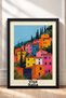 Viva L'Italia Written Colorful Village Houses Framed Painting Italy Poster Wall Decor Itp063 - 3