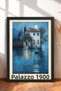 Palazzo 1900, Ay Işığında Sudaki Villa, Framed Painting, Italy Poster, Wall Decor, Itp110.