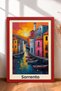 Sorrento Pink and Blue Facade Houses Framed Poster, Italy Poster, Living Room, Kitchen, Wall Decor, Itp144.