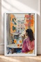 Dolce Far Niente, Coffee Shop with Women, Framed Painting, Italy Poster, Living Room, Kitchen, Wall Decor, Itp151. - 3