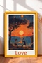 Romantic Double-Frame Painting with the Words "Amore" at Sunset, Italy Poster, Wall Decor, Itp086.