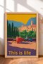 This Is a Framed Painting of the Town of Vita Yazılı Tepe, an Italy Poster for Living Room or Kitchen Wall Decor, Itn006.