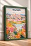 Torino Silhouette and Floral Waterfront Framed Painting, Italy Poster, Living Room, Kitchen, Wall Decor, Itp200. - 2