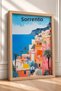 Colorful Houses with Palm Trees on the Sorrento Coast – Framed Painting, Italy Poster, Wall Decor, Itp199. - 2