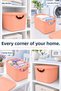 3-Piece 19Lt Storage Box with Lid - In-Cabinet Organizer Basket Decorative Organizer Multi-Purpose Pink - 2