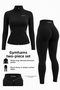 Women's 2-Piece Sports Set (Gymhams Venus V-Shape Ruched Leggings and Long-Sleeve Premium Jacket)