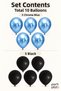 Black and Chrome Blue Balloon Set of 10 Birthday Party Decorations - 2