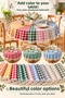 Round Tablecloth with Gingham Pattern and Pom-Pom Accents – Liquid-Resistant, Stain Resistant, Durable Duck Fabric, Various Size Options - 7